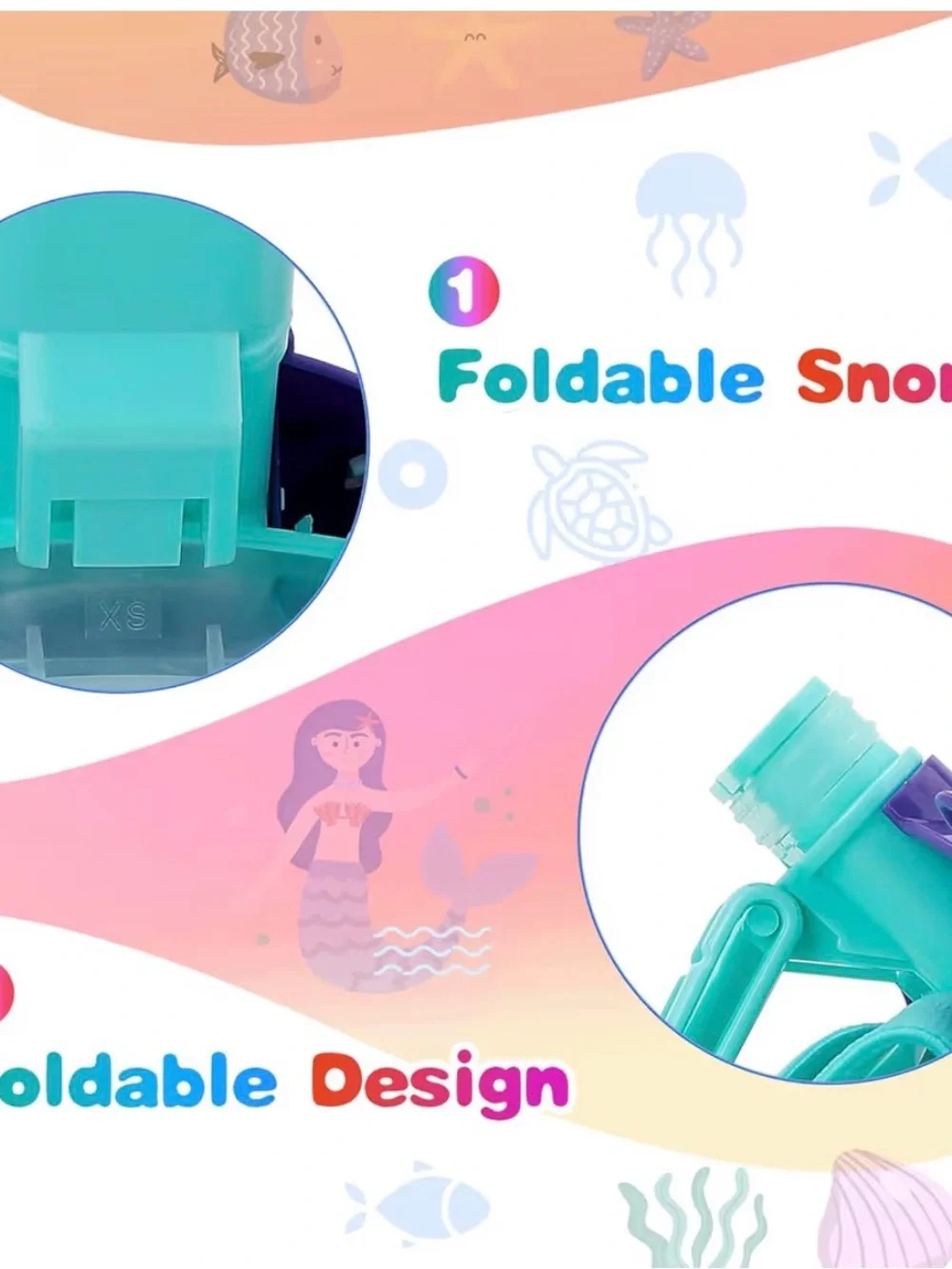 Kids Full Face Snorkel Mask - Teal & Purple